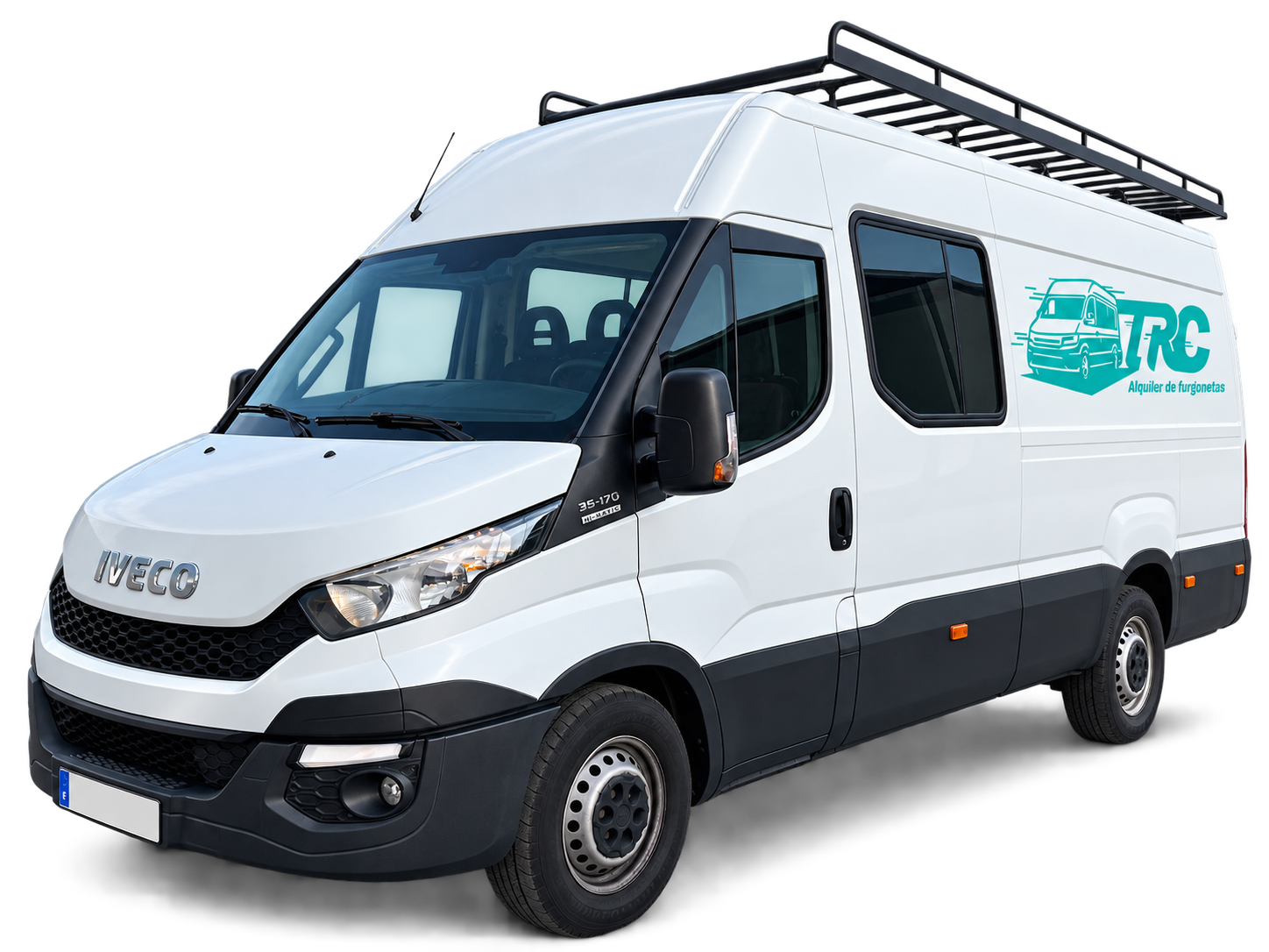Furgoneta Iveco de TRC, vista frontal y lateral